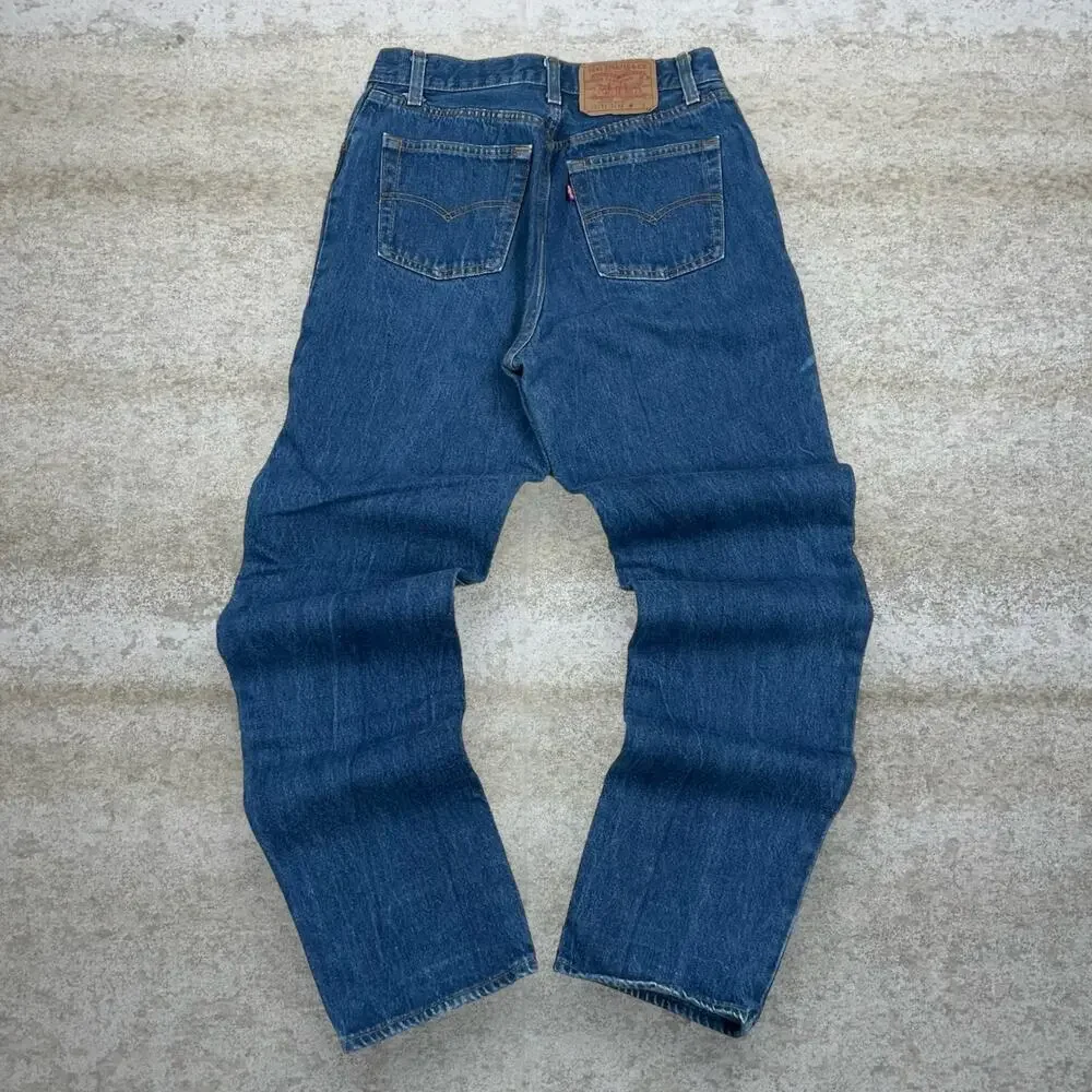 Vintage 90s Levis Jeans 501 28x30 Regular Straight Dark Wash Made in USA - Picture 1 of 6